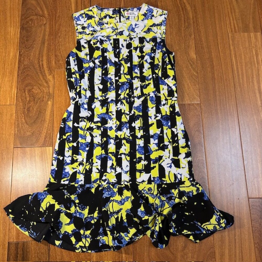 Peter Pilotto for Target floral sleeveless shift dress with hemline ruffle